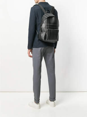 Burberry Backpack With London Check Pattern And Leather Trim