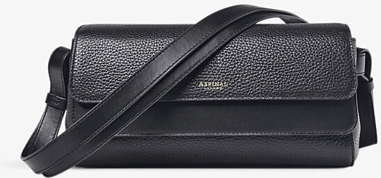 Aspinal of London Black Hampton Grained leather Baguette bag ShopStyle