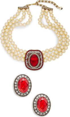 Heidi Daus 2-Piece Crystal & Rhinestone Oval Beaded Necklace & Earring Set