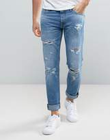 Thumbnail for your product : Jack and Jones Intelligence Jeans in Slim Fit with Open Rips