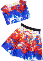 Thumbnail for your product : Milly Minis Katie Watercolor-Print Sateen Skirt, Multicolor, Size 2-7