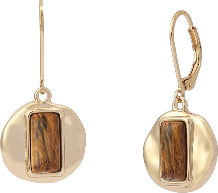 Robert Lee Morris Soho Malachite Molten Disc Drop Earrings