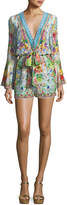Thumbnail for your product : Camilla Bell-Sleeve Beaded Plunging Printed Silk Playsuit