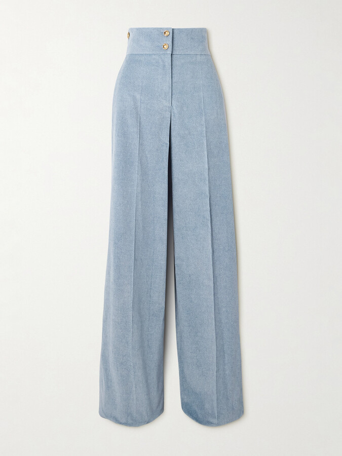 Altuzarra - Rudy Cotton-twill Wide-leg Pants - Blue