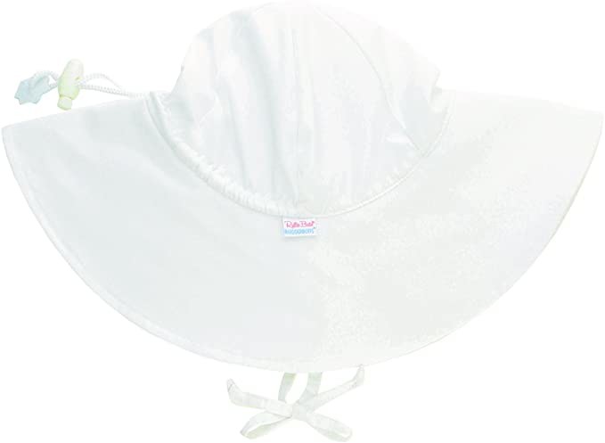 RuffleButts Baby/Toddler Girls or Adjustable White Sun Hat w/UPF 50+ Protection - 6-12m