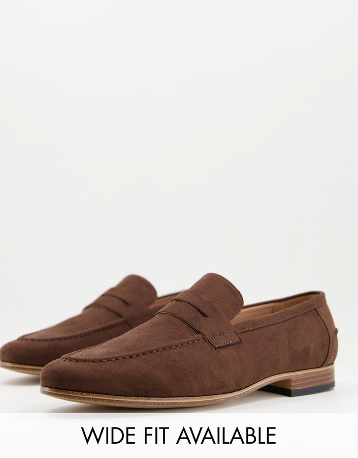 ASOS DESIGN loafers in brown faux suede with natural sole ShopStyle