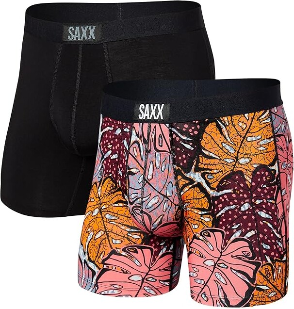 SAXX UNDERWEAR Vibe Boxer Brief 2-Pack (Tropical Wax/Black) Men's