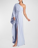 Thumbnail for your product : Halston Ariella Draped One-Shoulder Crepe Gown