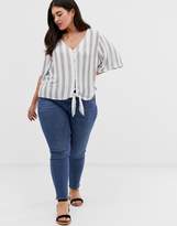 Thumbnail for your product : Brave Soul Plus dani stripe top with button front