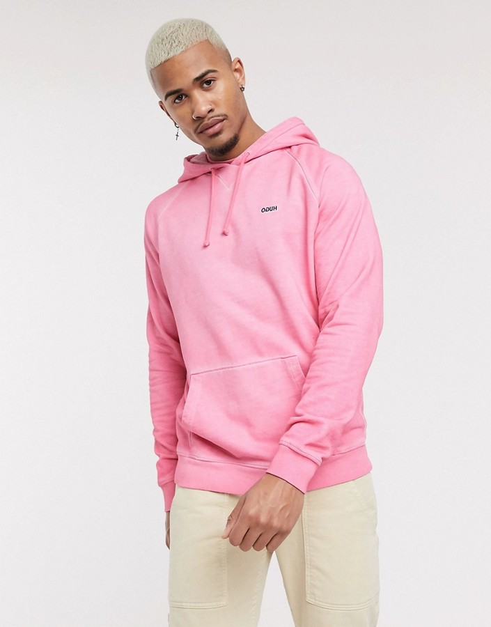 HUGO BOSS Derraine garment dye hoodie in pink - ShopStyle