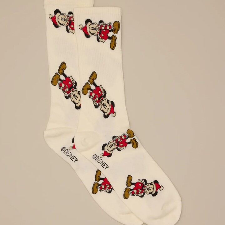 Lucky Brand Winter Mickey Socks - Women's Ladies Accessories Ankle Socks in Cream