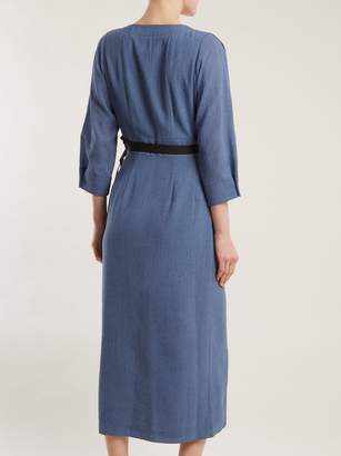 Cefinn - V Neck Voile Dress - Womens - Blue