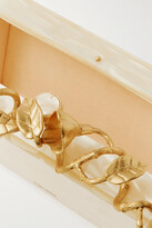 Thumbnail for your product : Cult Gaia Fana Marbled Acrylic And Gold-tone Clutch - Ivory