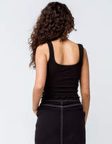 Thumbnail for your product : Full Tilt Ribbed Scallop Trim Black Womens Crop Tank Top