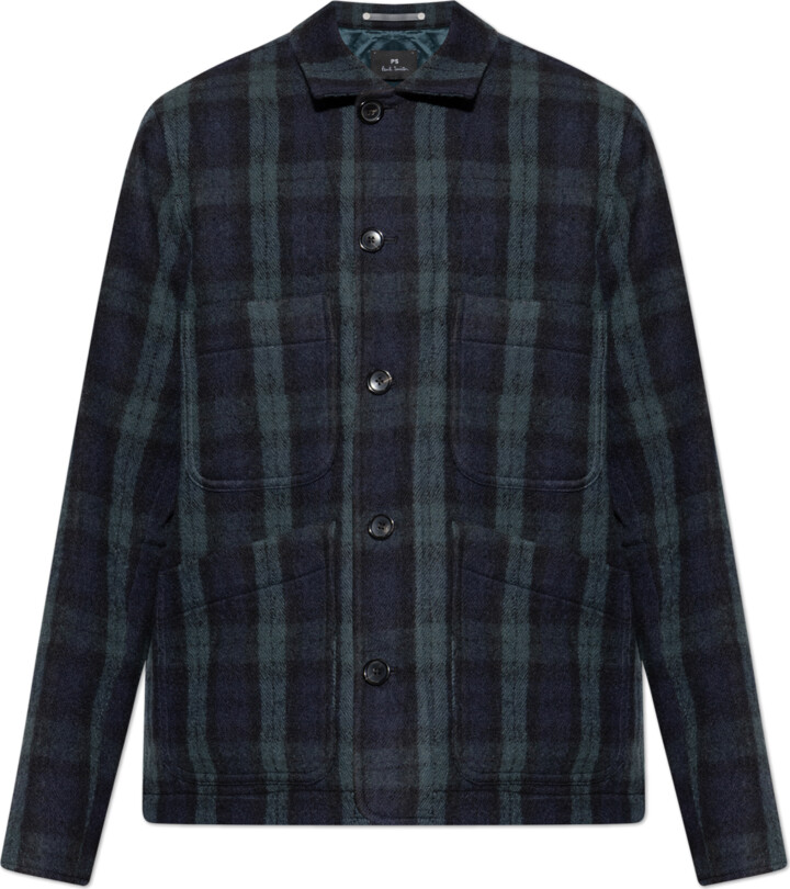 Paul Smith Wool Jacket With Check Pattern, , Navy - Blue