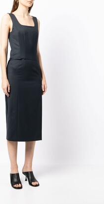 Low Classic Side-Slit Belted Dress