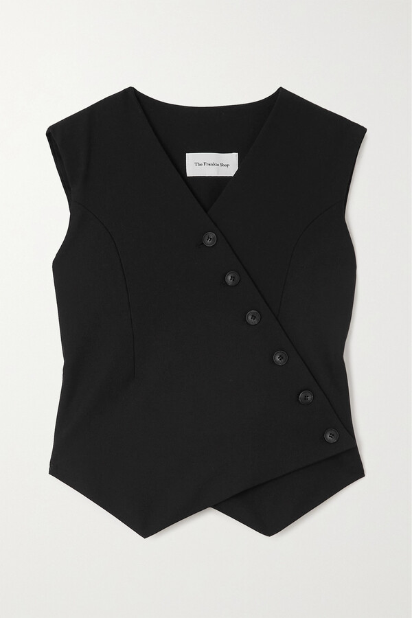The Frankie Shop - Maesa Asymmetric Woven Vest - Black - ShopStyle