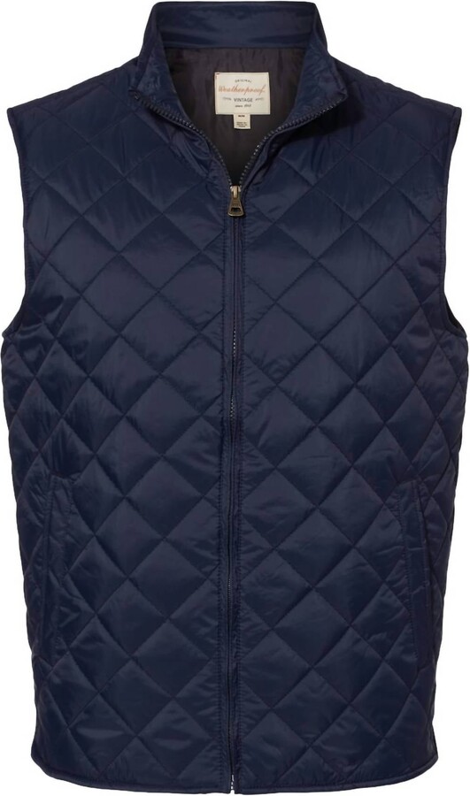 Weatherproof Women's Vintage Diamond Quilted Vest In Navy