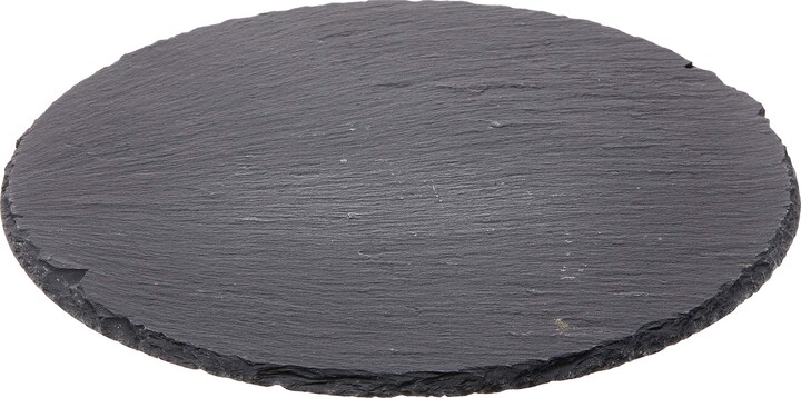 Cilio Slate Round Cheese Board, Natural Stone Tray for Serving Cheese, Charcuterie, Sushi, Appetizers, and More, Black, 11" diameter