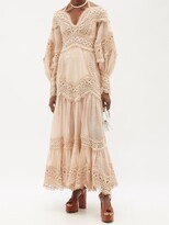 Thumbnail for your product : Zimmermann Postcard Macramé-lace Linen-blend Dress - Beige