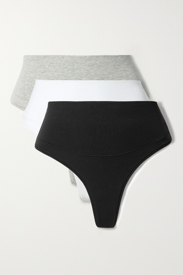 Spanx Control Set Of Three Stretchcotton And Modalblend Jersey Thongs
