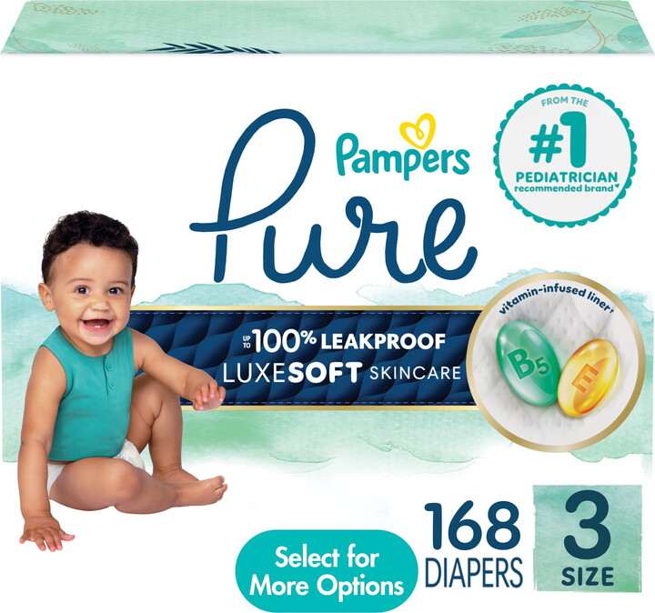 Pampers Pure Baby Diapers Size 3, 168 Count (Select for More Options)