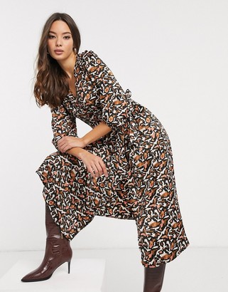 vero moda leopard print midi dress