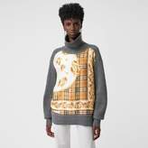 Thumbnail for your product : Burberry Archive Scarf Print Panel Wool Turtleneck Sweater