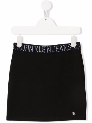 Calvin Klein Kids Logo-Waistband Straight Skirt
