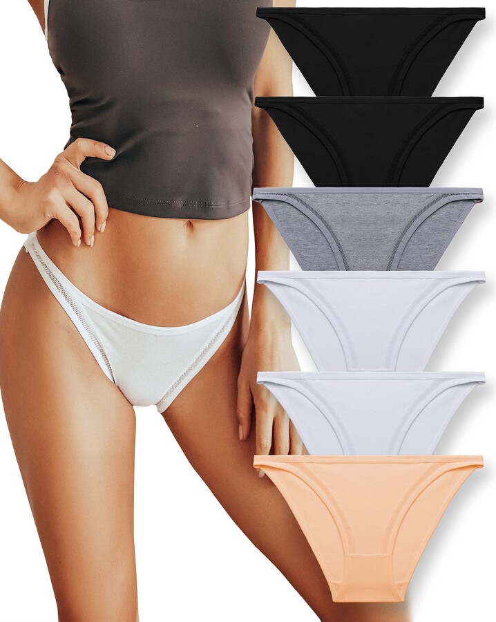 FINETOO 6pack Cotton Underwear Ladies Breathable Panties Women