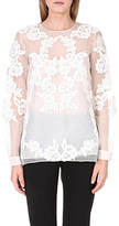 Thumbnail for your product : Oscar de la Renta Floral-embroidered silk top