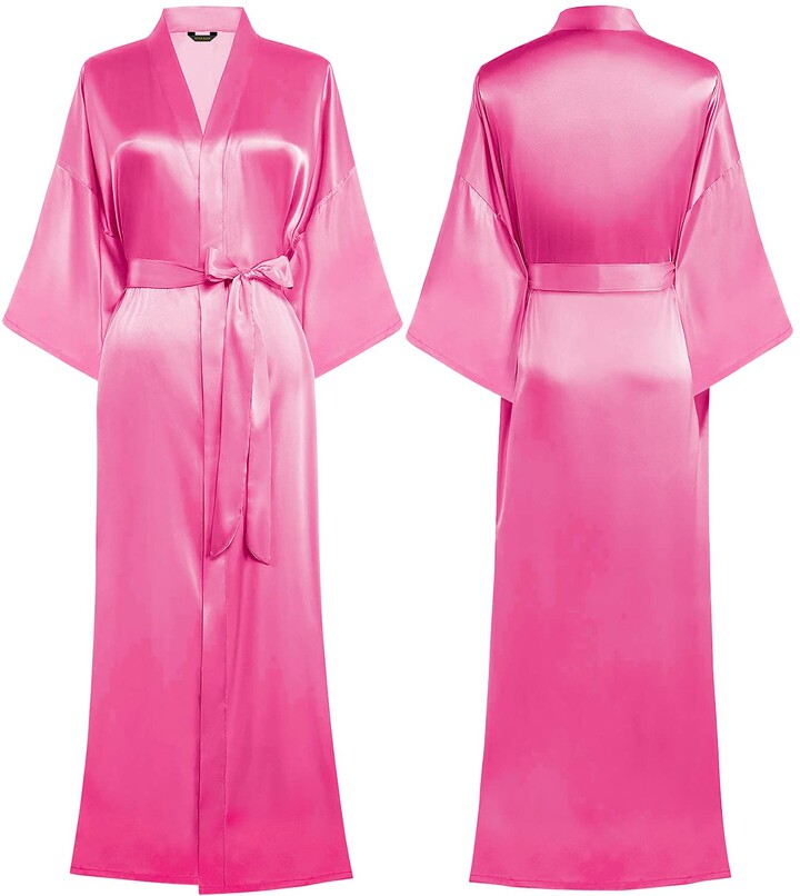 Dairylook Ladies Kimono Long Floral Robes Gown Summer Stain Wedding Dressing Bridesmaid Sleepwear Bathrobe for women 