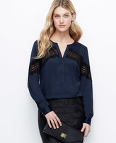 Thumbnail for your product : Ann Taylor Crepe Placed Lace Blouse