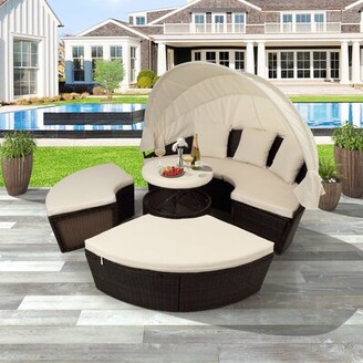 Arlmont & Co. Patio Furniture Outdoor Daybed With Retractable Canopy And  Soft Cushions - ShopStyle Sofas & Sectionals