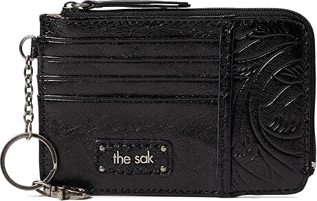 Women's wallet sauvage black calfskin handmade card holder pockets ban