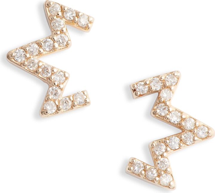 Anzie Diamond Zigzag Stud Earrings
