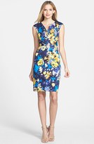 Thumbnail for your product : Donna Ricco Print Cap Sleeve Sateen Dress (Petite Size)