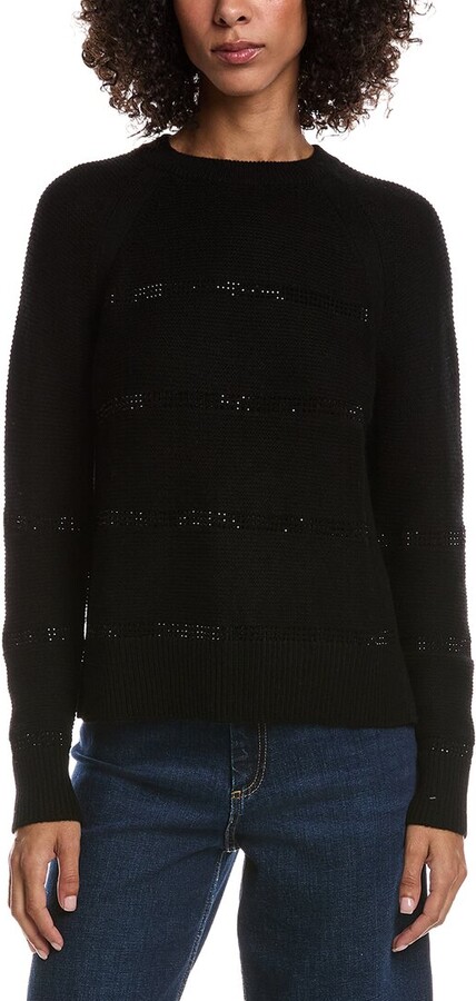 Forte Cashmere Crystal Wool & Cashmere-Blend Raglan Sweater