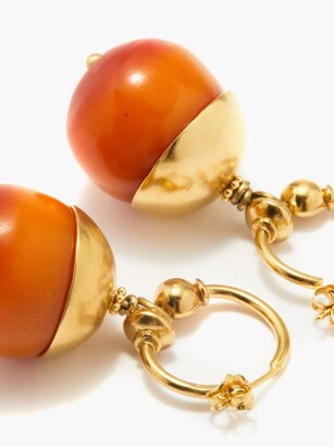 Katerina Makriyianni Amber Resin & Gold-vermeil Hoop Earrings - Orange Gold