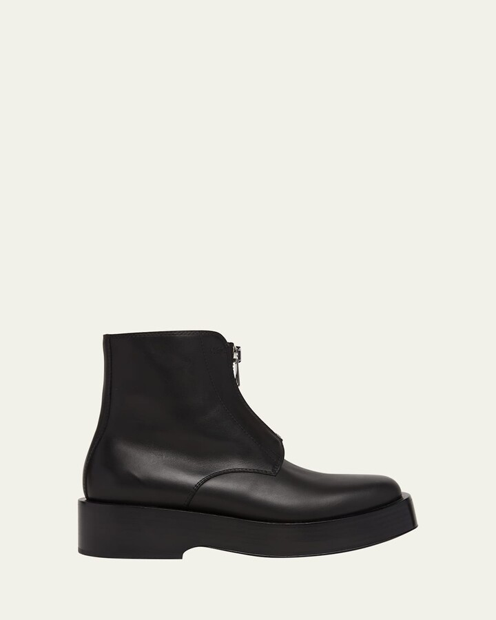 Bottega Veneta Torino Leather Front-Zip Ankle Boots