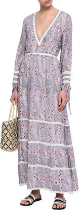 Melissa Odabash Crochet-trimmed Printed Voile Maxi Dress