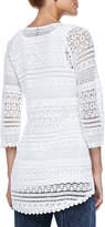 Thumbnail for your product : XCVI Delaney Crochet 3/4-Sleeve Top, White, Plus Size