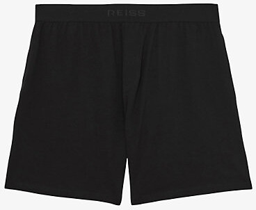 Reiss Mens Black Fleet Branded-Waistband Stretch-Jersey Shorts S