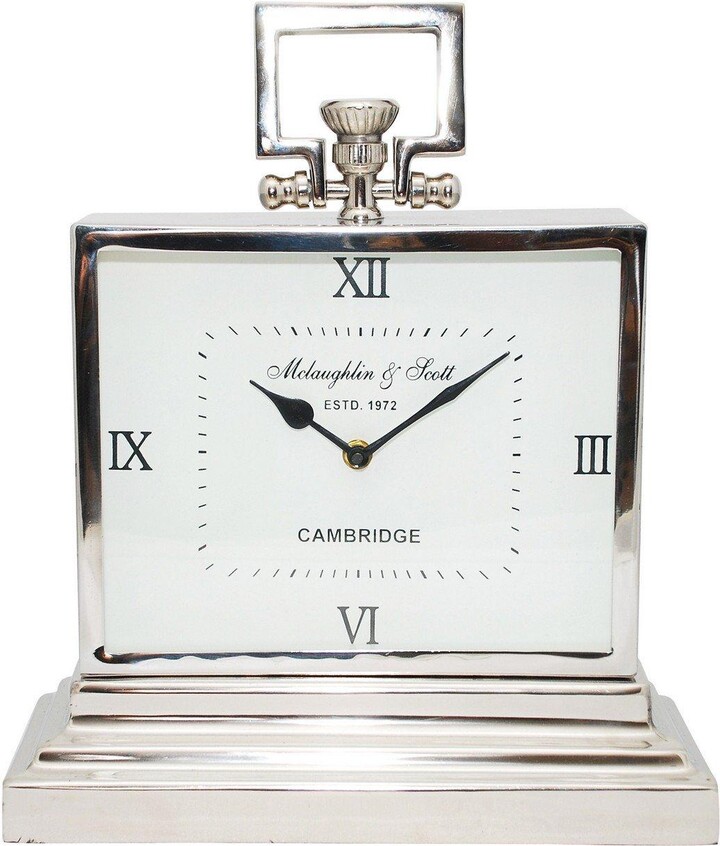 Libra Interiors Latham Small Aluminium Rectangular Clock With Roman ...