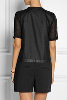 Thumbnail for your product : Tibi City cotton-blend, leather and mesh playsuit
