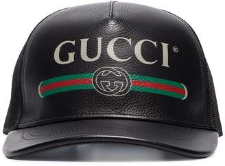 Gucci black faux Leather Trucker Cap