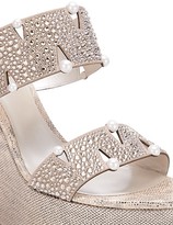 Thumbnail for your product : Rene Caovilla Embellished Leather Platform Wedge Mules