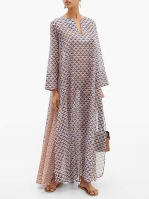 Thierry Colson Samia Geometric-print Cotton-blend Maxi Dress - Womens - Brown Multi