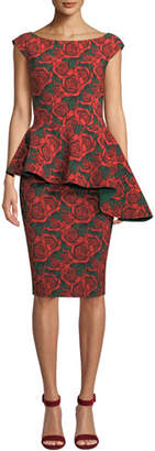 Chiara Boni La Petite Robe Etheline Asymmetric Peplum Rose Dress