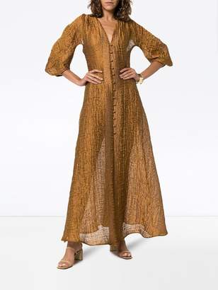 Cult Gaia Tilda deep V-neck buttoned silk blend dress